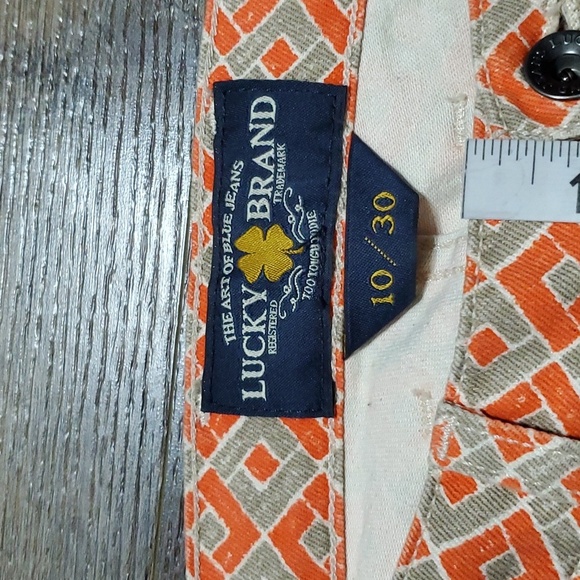 Lucky brand Charlie Capri orange geometric patterned jeans - Picture 4 of 9